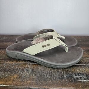 NEW OluKai Ohana Mens Size 8 Slip On Flip Flops Beach Sandals Foam Brown Black